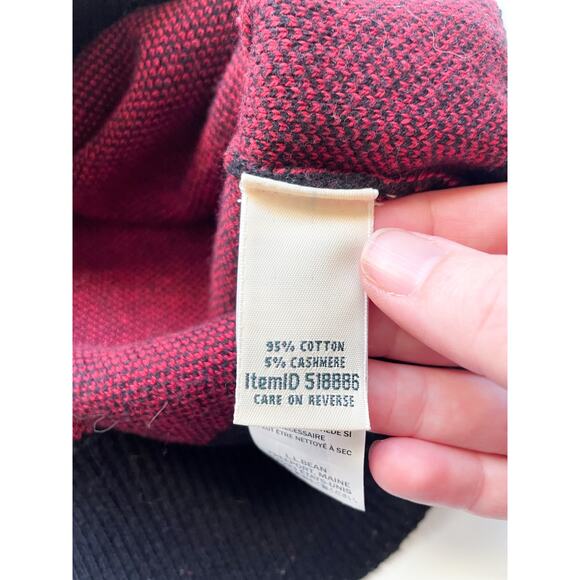 Vintage L.L.Bean Red and Black Buffalo Check Turtleneck Knit Sweater Size Small - Picture 5 of 5